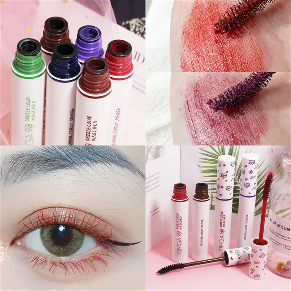 1Pc Professional Makeup Color Mascara Waterproof Fast Dry Eyelashes Curling Lengthening Eye Lashes Blue Green |