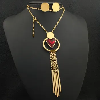 

Newest Gold Color Stainless Steel Jewelry Necklace Stud Earrings Sets Supernova Sales for Women SEDZHMCF