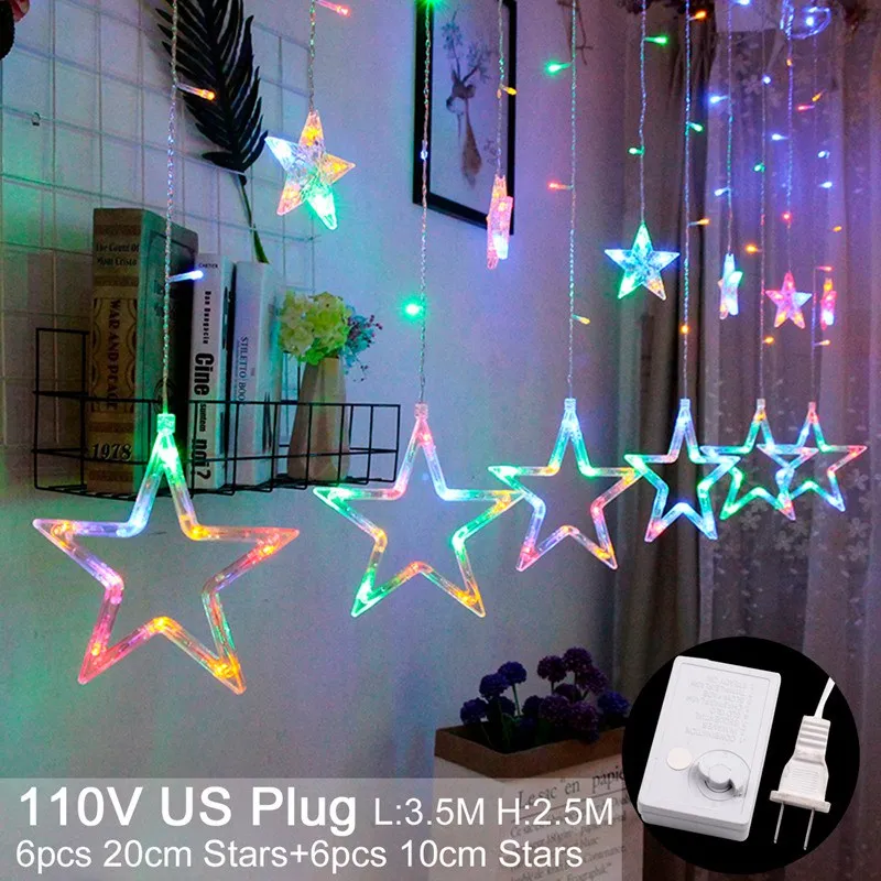 110V color star Свадебный светильник FENGRISE, украшение на Рождество, украшение для дома, Рождественская елка, светильник Navidad Xmas, новогодний, Декор - Цвет: 110V color star