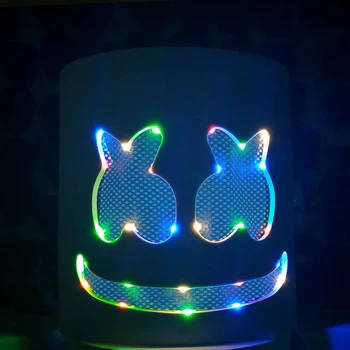 

DJ LED Luminous Helmet Mask Cosplay Props Unisex DIY Bar Music Party Marshmello Masks