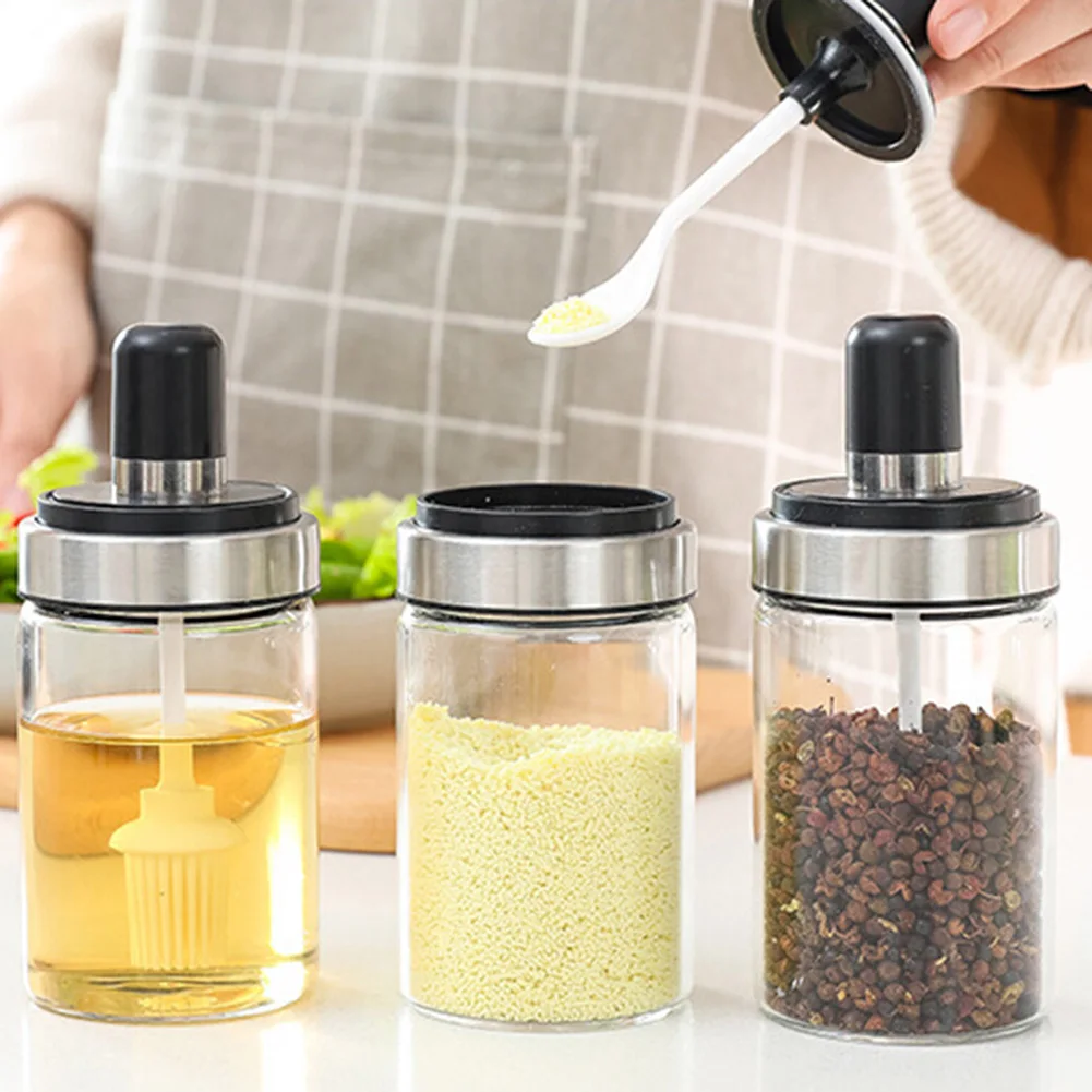 Бутылка для соли, специй, масло, кисть для меда, бар, крышка, уплотнение, приправа, ложка, крышка, баночка