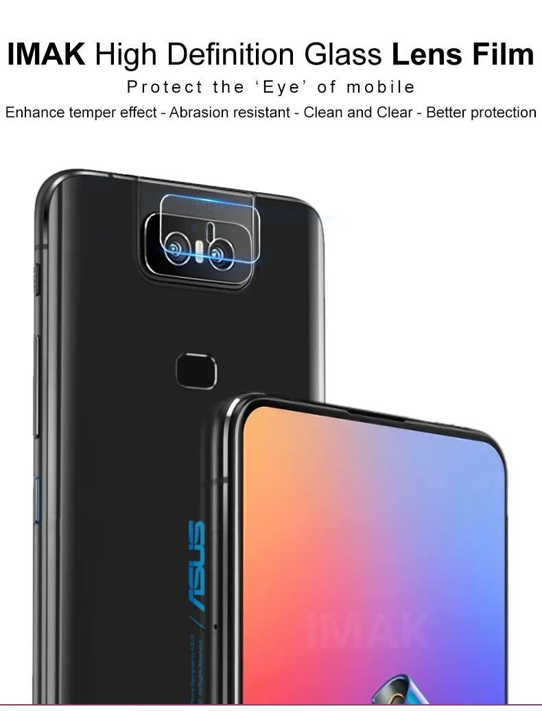 2pcs IMAK Clear Camera Lens Glass Film For ASUS Zenfone6 ZS630KL 5 5Z ZE620KL ZS620KL Max M2 ZB633KL Tempered Glass Film (1)