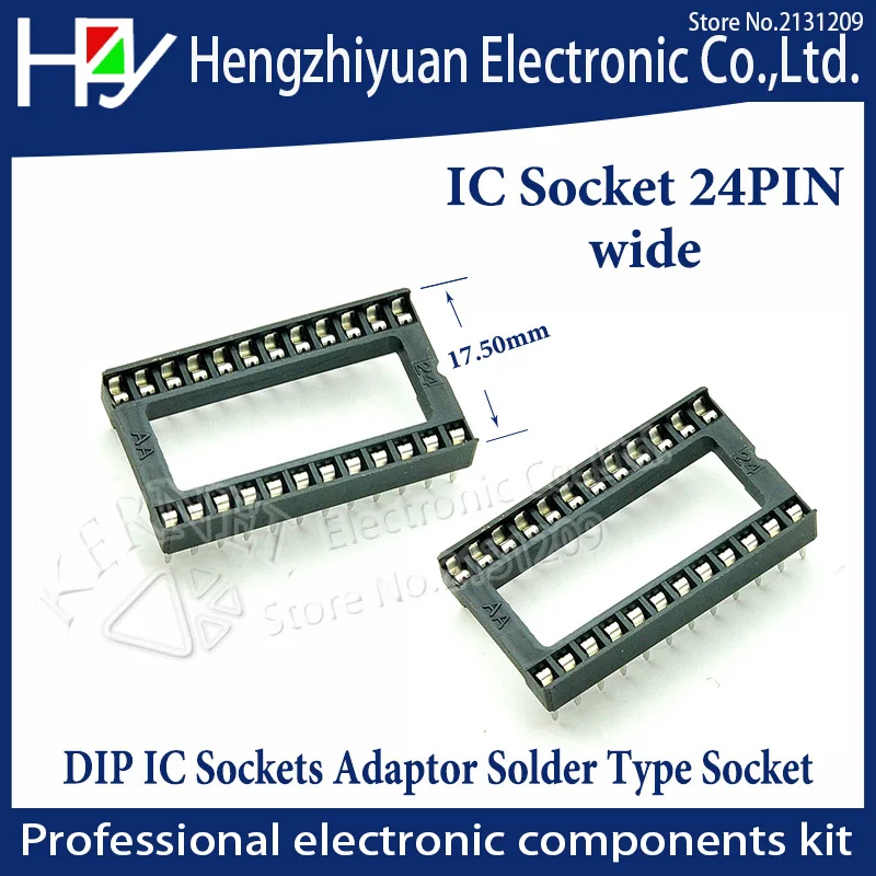Hzy wide 24 pin IC Sockets 10PCS/lot Through Hole Stamped Open Frame Dip Socket Coonnectors | Обустройство дома