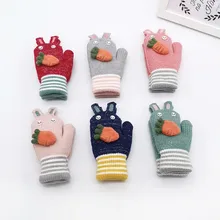 Детские зимние теплые рукавицы для девочек с милым рисунком из мультфильма; Детские теплые вязаные перчатки с рисунком для мальчиков и девочек;#445