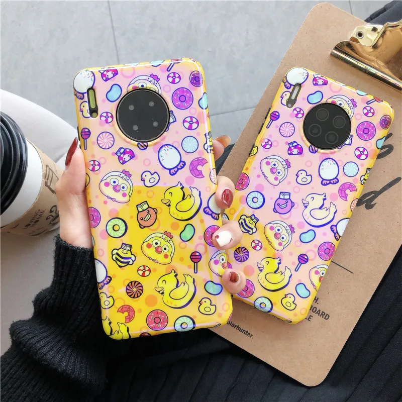 Милый мультяшный желтый утиный чехол для телефона huawei mate 30 20 Pro Lite P30 P20 Blu-Ray