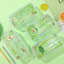 

Quicksand pencil bag transparent cute large-capacity pencil box creative avocado middle and student stationery box