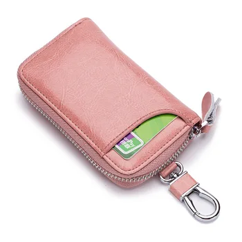 

Genuine Leather Car Key Wallets Men Key Holder Housekeeper Keys Organizer Women Keychain Zipper Key Case Bag Unisex Purse