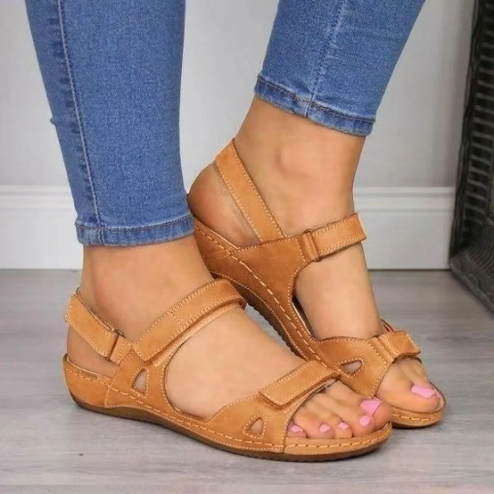 

Litthing Women Summer Open Toe Comfy Sandals Super Soft Premium Orthopedic Low Heels Walking Sandals Toe Corrector Cusion