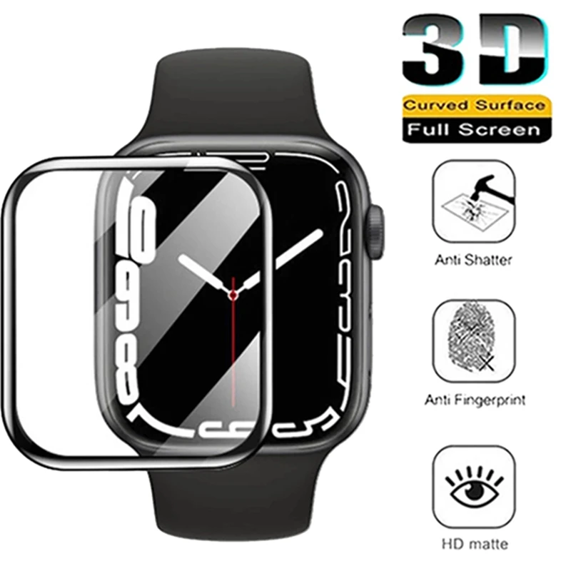 3D Curved Edge Tempered Glass For Apple Watch Series 7 6 5 4 3 SE 28mm 40mm 41mm Screen Protector Film for iWatch 45mm 42mm 44mm |