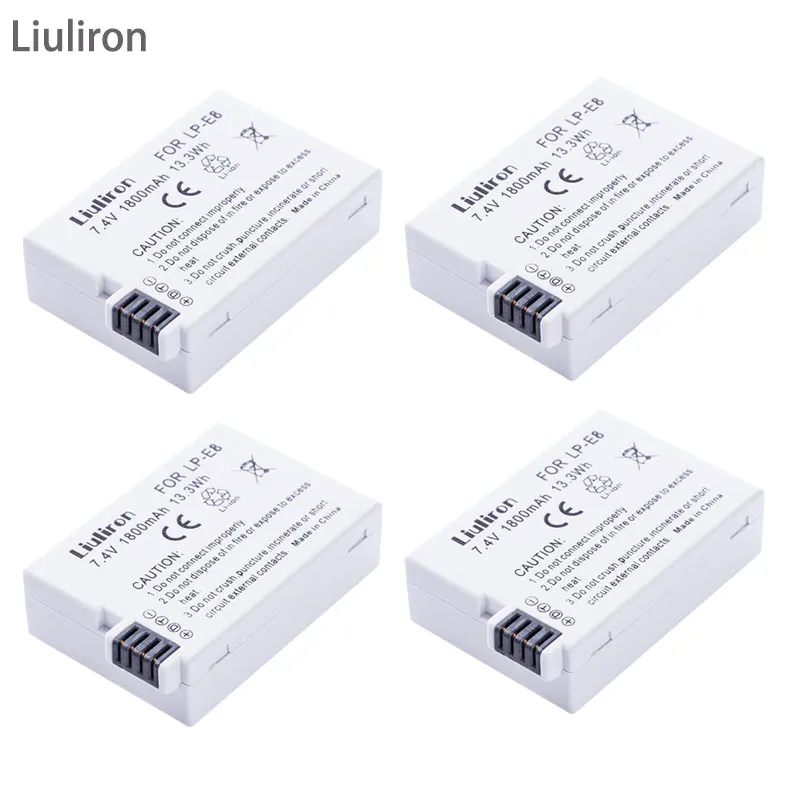 4battery Акумуляторная батарея LP-E8 LPE8 LP E8 Батарея+ ЖК-дисплей двойной Зарядное устройство для цифровой однообъективной зеркальной камеры Canon EOS 550D 600D 650D 700D X4 X5 X6i X7i T2i T3i Батарея - Цвет: 4battery