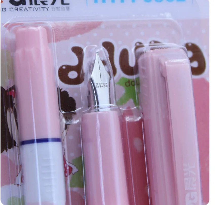 M&G Stationery Wipable Packaged Combination Fountain Pen Direct Liquid with Ink Sac Fountain Pen for Student HTFP0362 Pure Blue