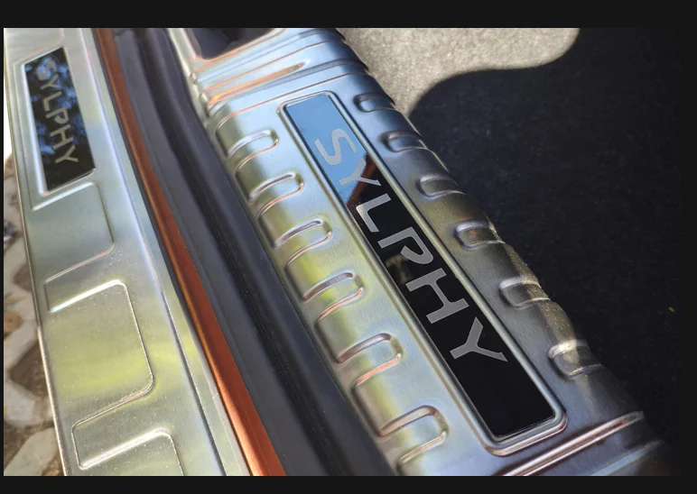 Для Nissan Sylphy 14го поколения нержавеющая сталь автомобиля Накладка/порога заднего бампера протектор порога автомобиля Стайлинг