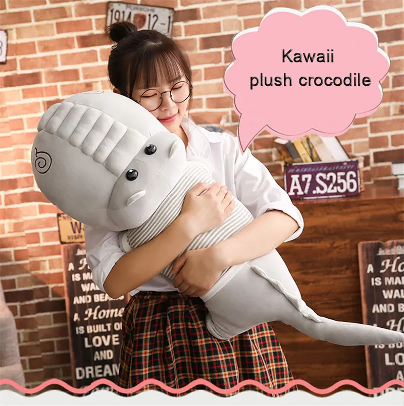70-80-100 CM Large Kawaii Plush Crocodile Soft Pure Cotton Environmental-friendly Baby Comforting Sleeping Toy Kid's Gift