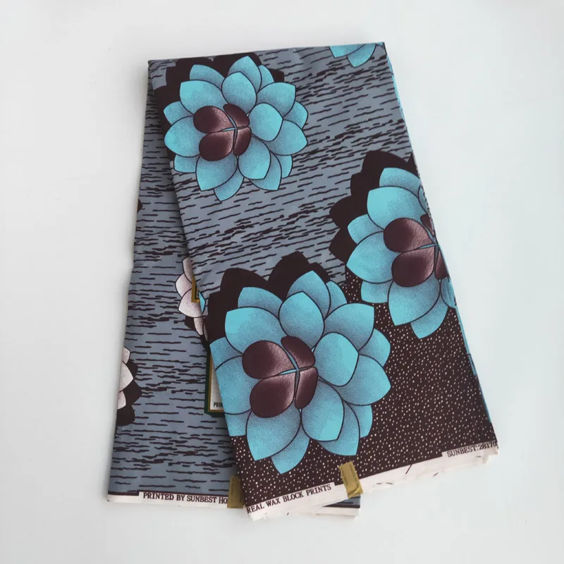 Большой цветок голландская ткань из восковой ткани для платья костюм головной платок африканский батик печатная Ткань 6 ярдов нигерийский воск ткань FP6210