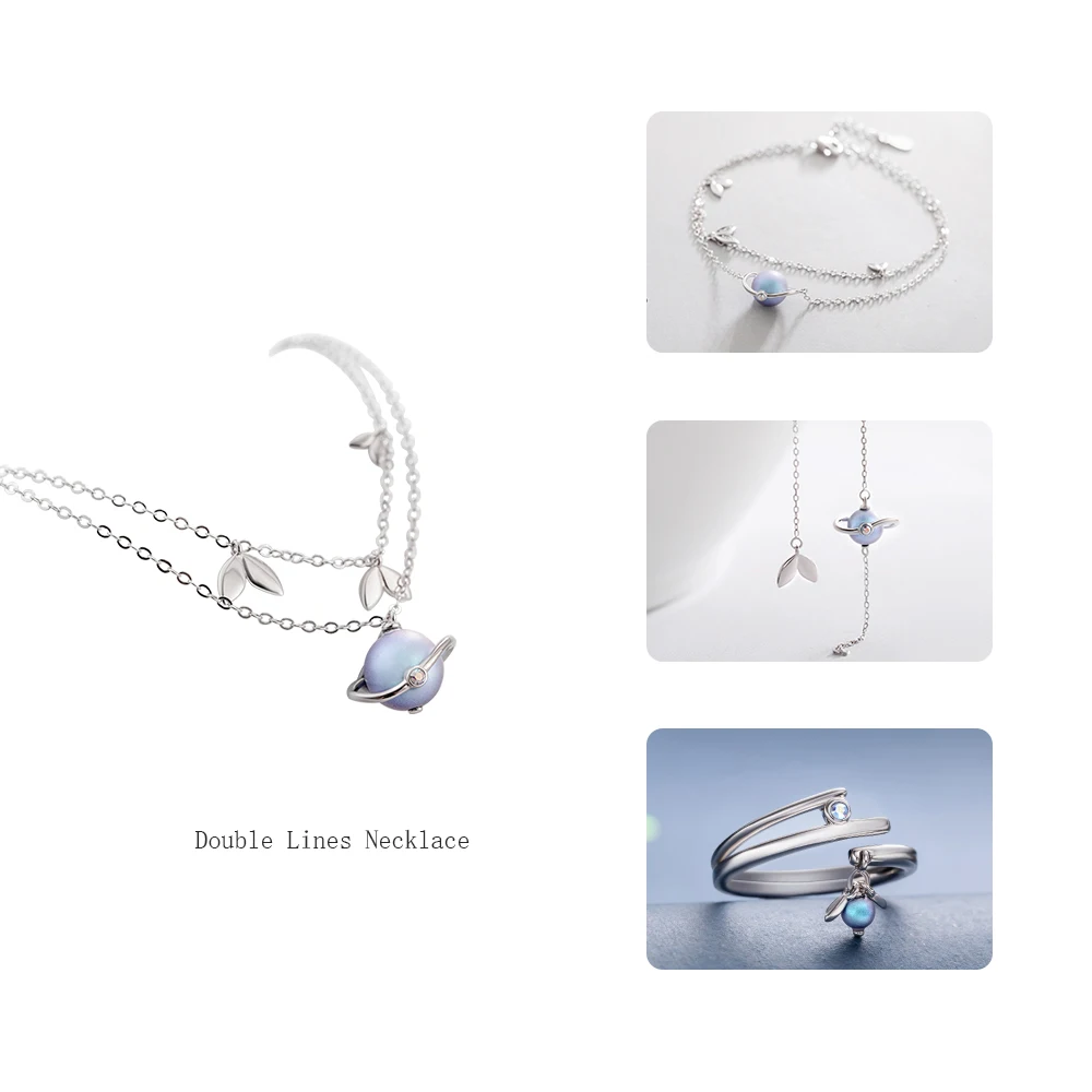 Thaya 925 Серебряные Дизайнерские комплекты для женщин в летнюю ночь, элегантные ювелирные изделия, подарок для дам - Цвет камня: 2 chain Necklace Set