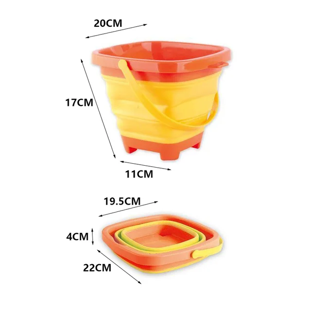 Summer Collapsible Bucket Compact 2-Liter Portable Silicone Foldable Folding Bucket Kids Beach Play Sand Game Water Toys Outdoor 4