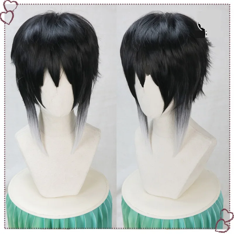 

New Bungo Stray Dogs Cosplay Ryunosuke Akutagawa Wig Black White Heat Resistant Syntehtic Hair Cosplay Wig+ Wig Hat