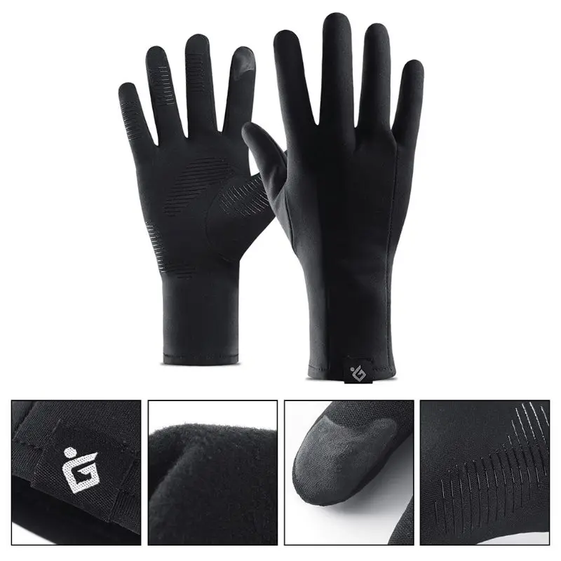 Men Women Winter Running Touch Screen Gloves with Anti-Slip Silicone Gel Mittens