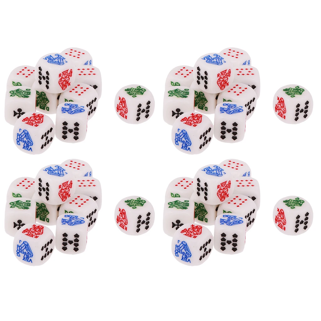 40 Pieces 16mm Six Sided Poker Dice For Casino Poker Card Game Favours