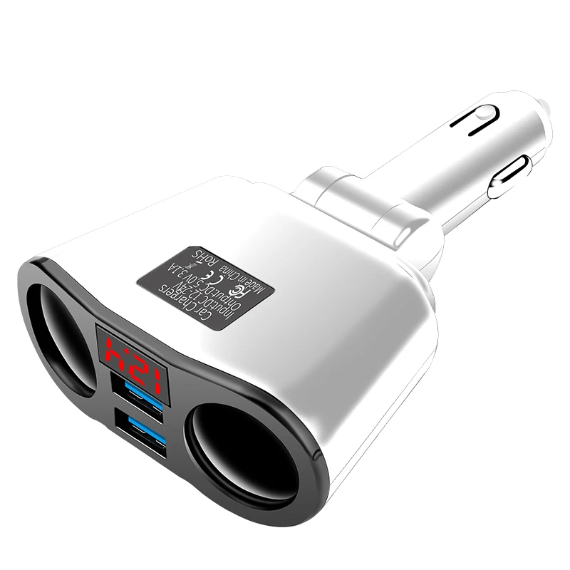 12 V-24 V автомобильный прикуриватель Зарядное устройство с двумя портами USB для телефона для зарядки 12V автомобильный сплиттер разъема Мощность адаптер 150 поворотный аксессуары - Название цвета: White 1pc