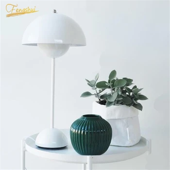 

Modern LED Table Lamp Lighting Fixtures Nordic Color Flowerpot Lacquered Table Light Bedside Study Reading Home Deco Desk Light