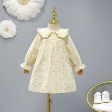 

Kids Clothes Girls Dress Casual Costume Cute Ruffles Collar Spring Autumn 3-11 Years Daily Dresses For Girl Children's Clothing