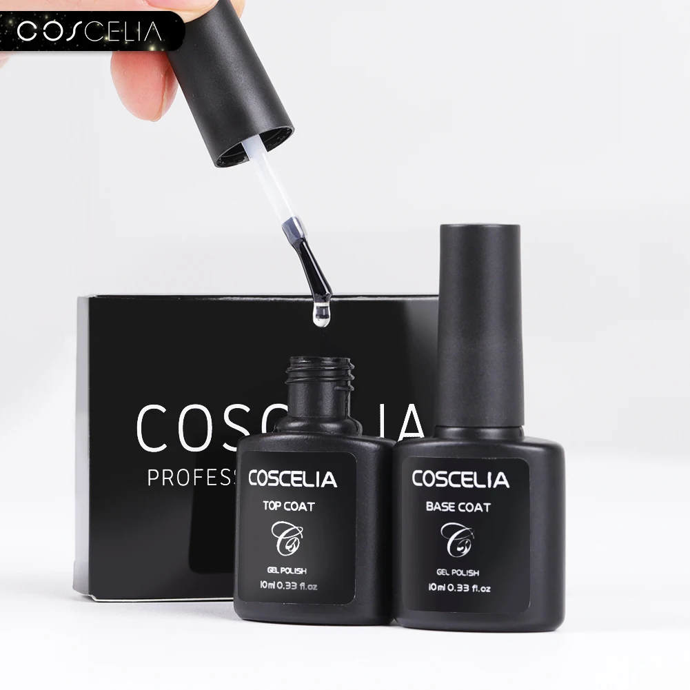 Набор верхних и нижних гель лаков COSCELIA 10 мл полуперманентный УФ лак для дизайна
