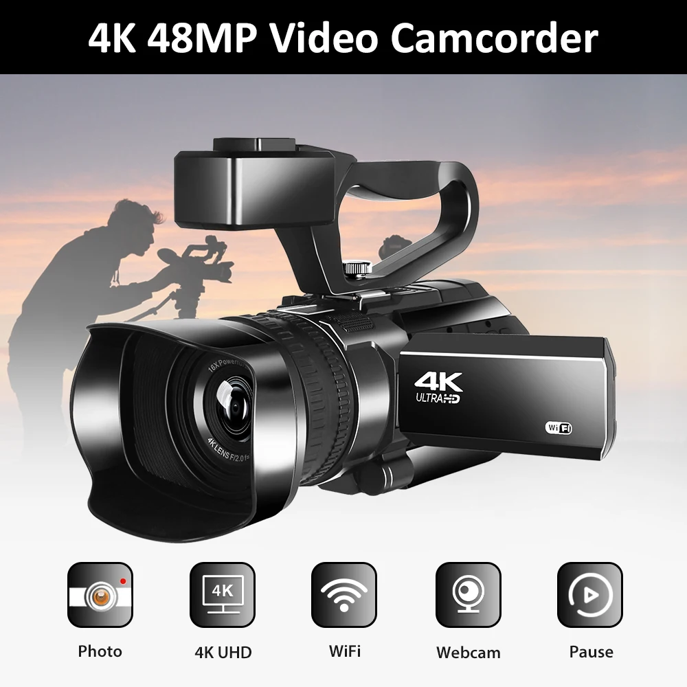 Videocámara 4K 2021 para Youtube, cámara grabadora con pantalla táctil de 3,0 pulgadas, WIFI, 48MP, Zoom Digital 30X - Imagen 2