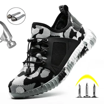 

Dropshipping Indestructible Work Shoes Men And Women Steel Toe Air Safety Boots Puncture-Proof Work Sneakers Breathable Shoes