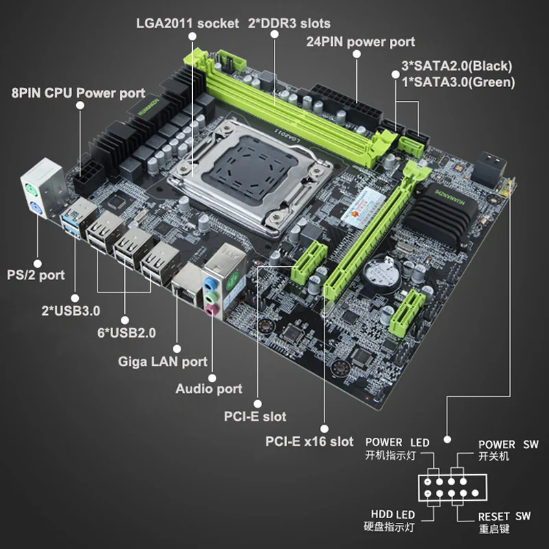 DIY сборка ПК бренд HUANANZHI X79 материнская плата скидка материнская плата с процессором Intel Xeon E5 2670 C2 USB3.0 SATA3.0 качество A