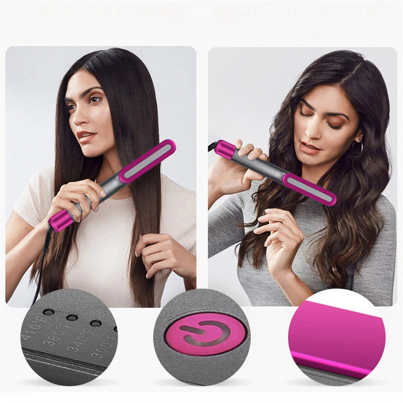 Alisador y rizador de pelo profesional por infrarrojos, alisador y rizador planos 2 en 1, calentamiento rápido, 110v-220v, herramientas de estilismo para el cabello
