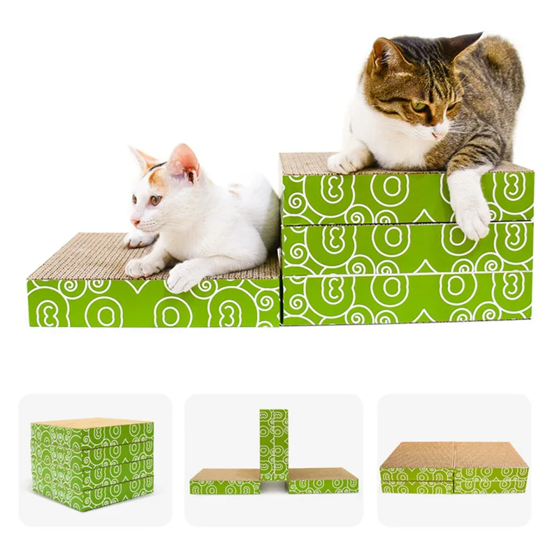 

Cool Four in One corrugated paper scraper flat post cat sand ladder clean my claws combined pet toys