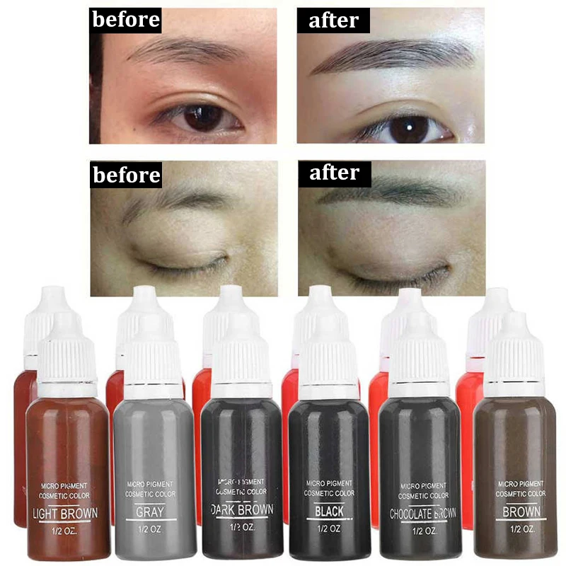 

6pcs/Box Microblading Tattoo Ink Pigment Set Semi-Permanent Eyebrow Lip Tattoo Pigments Plant Extract Beauty Makeup Inks Supply