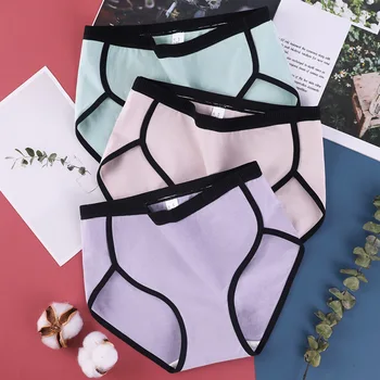 

Sporty Cotton Solid Women Underwear Female Striped Breathable Seamless Briefs Soft Sexy Sanitary Panties Lingerie Tanga