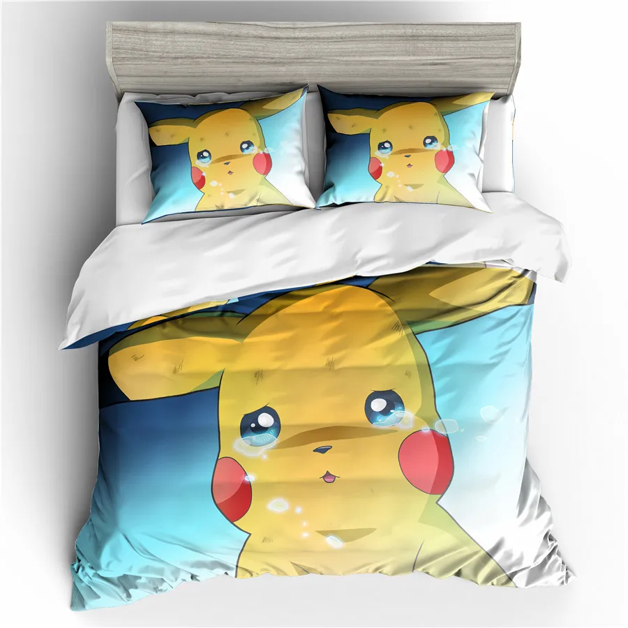 

A Bedding Set 3D Printed Duvet Cover Bed Set Pokemon Pikachu Home Textiles for Adults Bedclothes with Pillowcase #PKQ01