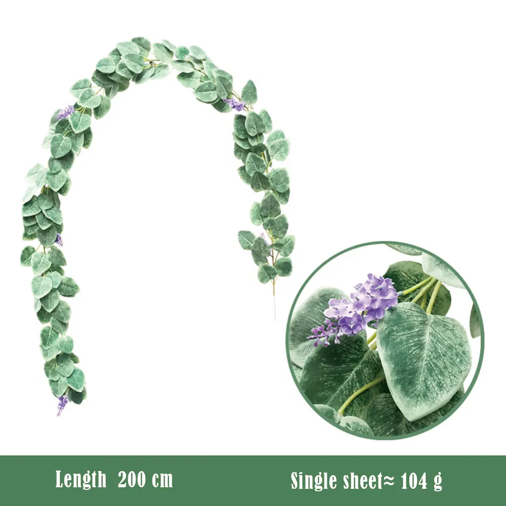 

2M Artificial Green Eucalyptus Vines Rattan Artificial Fake Plants Ivy Wreath Wall Decor Vertical Garden Wedding Decoration