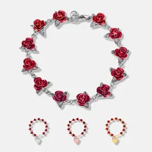 Rose Roman Bracelet Tassel Peach Heart Mother Flowers Wrist Chain Charm Korean Bracelet Trend Jewelry For Women Wedding Party