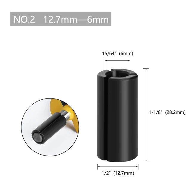 LA VIE 1pc CNC Router Bit High Precision Adapter Collet Milling Cutter Tool Adapters Holder 6mm 6.35mm 8mm 10mm 12mm 12.7mm 4001 NO.2 12.7x6