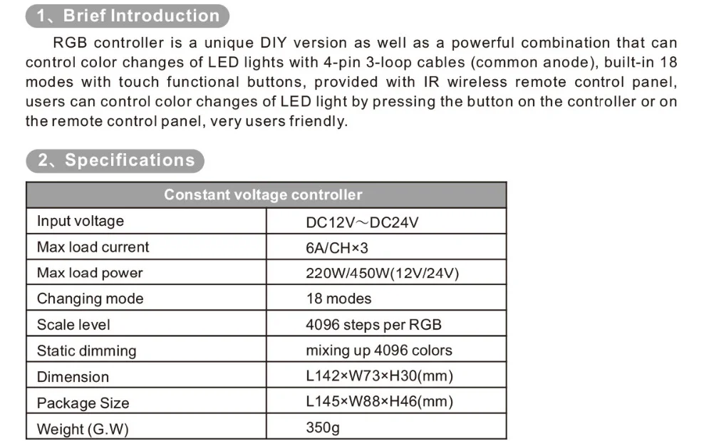 6A* 3CH/8A* 3CH Led DIY контроллер с беспроводным пультом дистанционного DC12V-24V 3CH CV Led RGB контроллер полосы RGB светодиодная лента