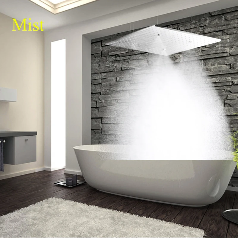 2" Ванная комната дождевая насадка для душа экономия воды зеркальная отделка Smart Thremostat душевой набор сенсорный экран смеситель для душа настенный