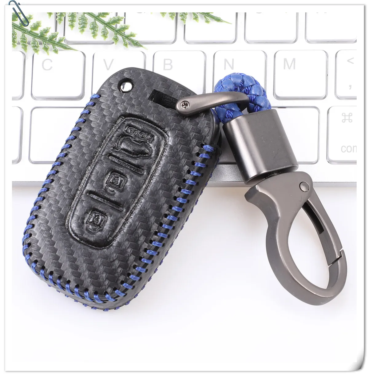 Keyforkess 3 pulsanti telecomando portachiavi custodia in pelle custodia adatta per HYUNDAI Elantra GT Azera Car Styling in fibra di carbonio - H50509bb106c0461eb541d949623d7ee87