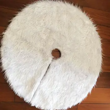 

1pcs White Christmas Tree Skirt Fur Carpet Xmas Tree Plush Aprons Floor Mat Ornaments Home Party New Year Christmas Decoration