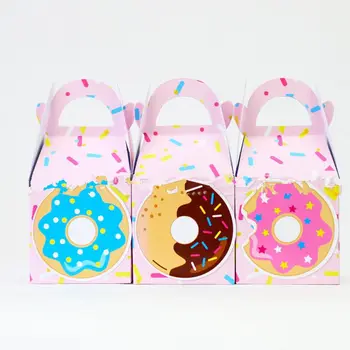 

10pcs Donut Party Birthday Donut Growth Happy Birthday Candy Box Cake Head Party Like Bags Decorated with Banner Donut Walls