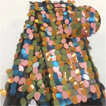 

2019 Latest African Sequin Embroidery Lace, Nigerian Multicolor Lace Fabrics, African Lace Fabric With Sequins Tulle Lace