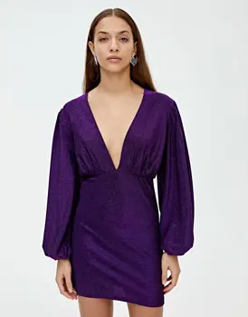 

2020 Spring Summer New Grand Prix Draped purple zaraing women Dress sheining vadiming female Outfit dress sexy plus size XCN9285