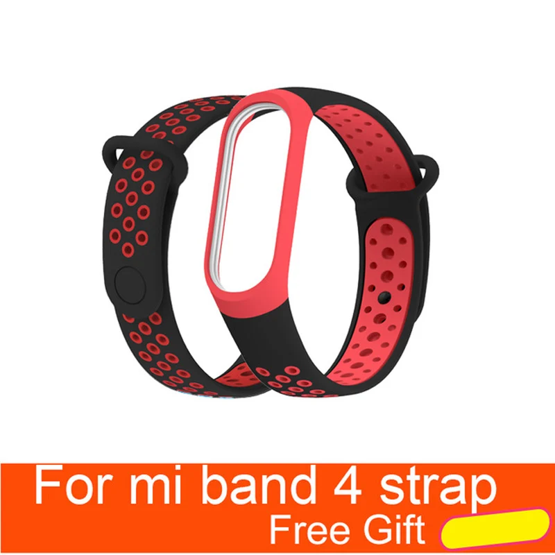 black red Для Xiaomi mi Band 4 ремешок Смарт аксессуары Замена водонепроницаемый двойной цвет силиконовый браслет для mi Band 4 NFC ремешок - Цвет: black red
