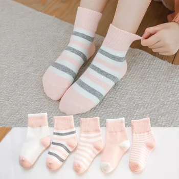 

5 pairs/lot Kids Baby Socks Middle Tube Winter New Kids Cotton Warm Boy Girl Stripe Thicken Sock for Children Gifts Accessories
