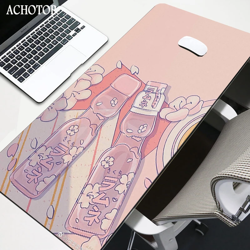 Pink Anime Mouse Pad Gamer Cute Kawaii XXL Gaming Mousepad Rubber Otaku Locking Edge 900X400MM Laptop Notebook Keyboard Desk Mat
