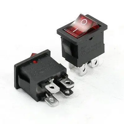 2 предмета 2 Позиция красного индикатора 4 Pin клавишный выключатель DPST 6A 250VAC 10A 125VAC