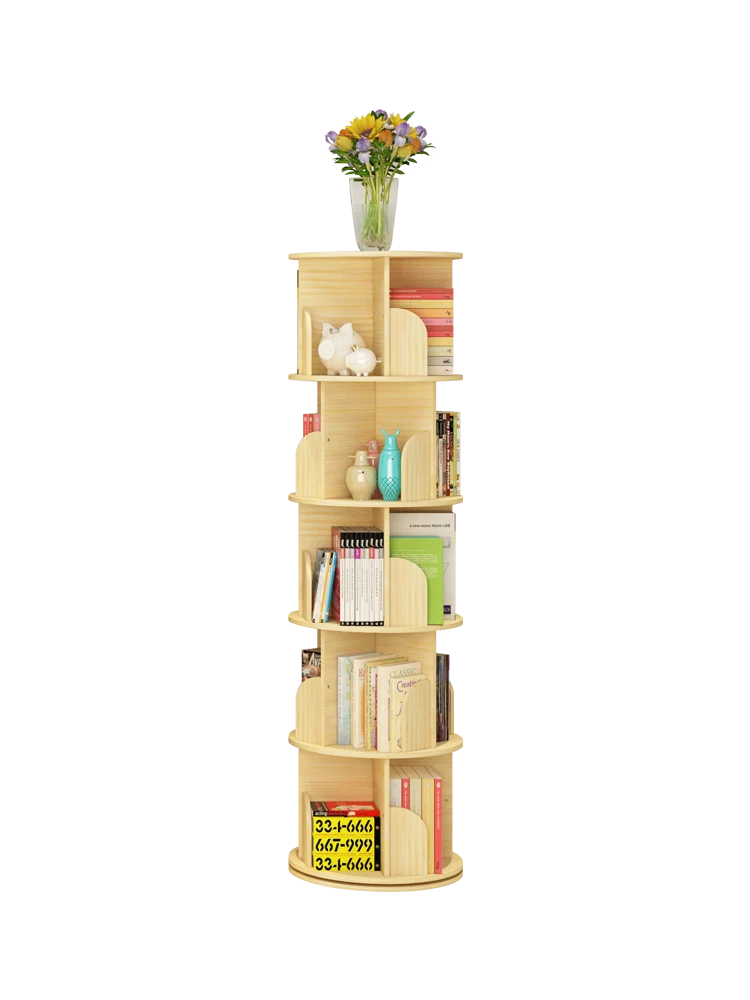 

Solid wood 360-degree rotating bookshelf floor corner bookcase children storage rack small bookcase simple simple rack